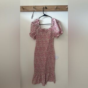 Amazon Pink Floral Midi Dress